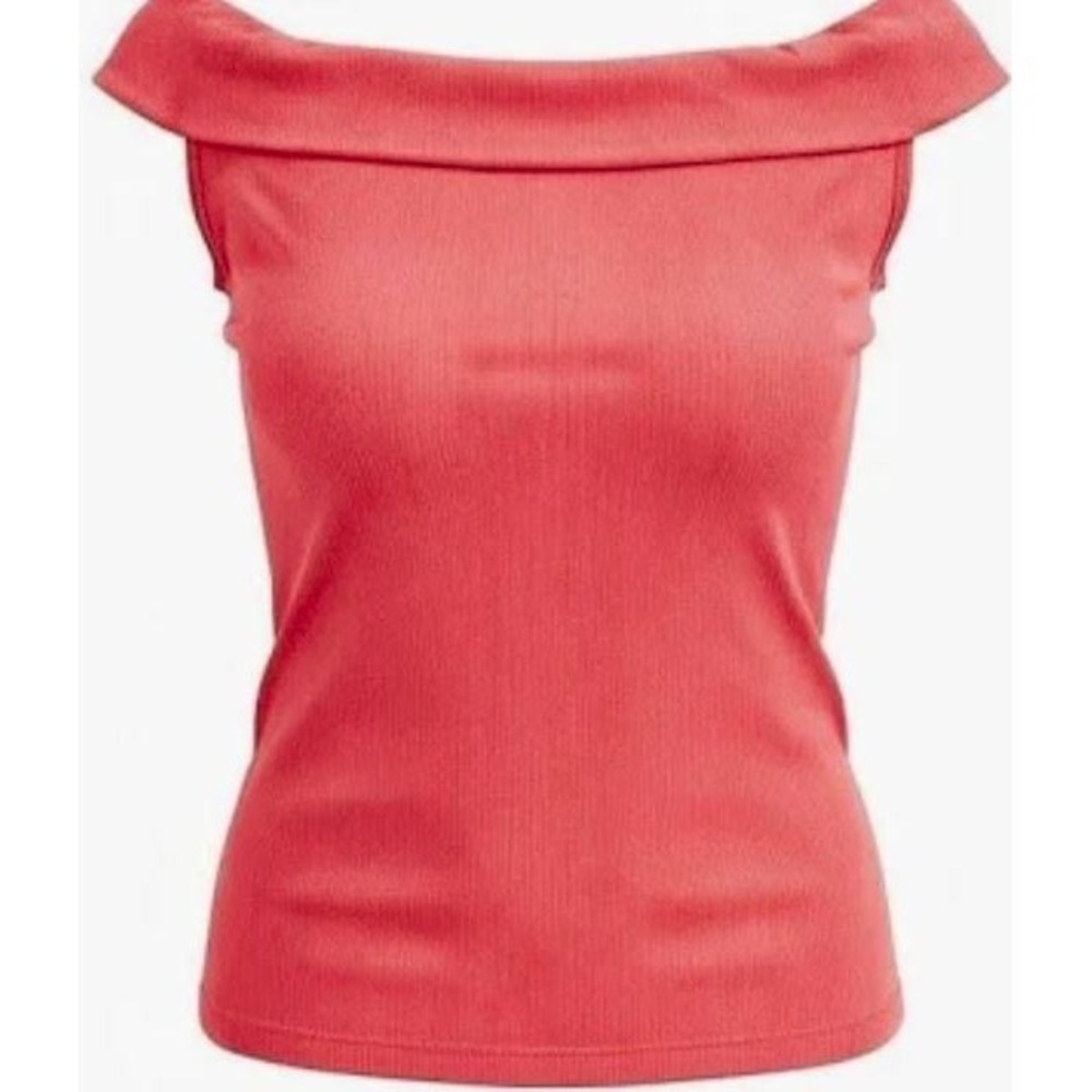 BCBGMaxazria Women's Sleeveless Off the Shoulder Rib Knit Top in‎ Rose Medium